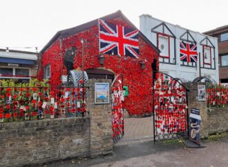 Wall of poppies tribute to fallen